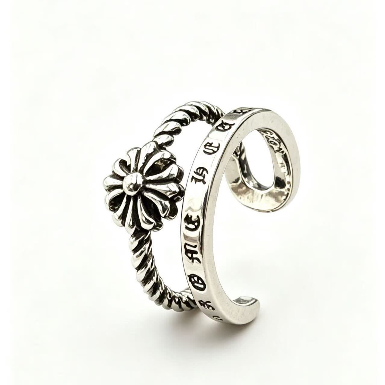 Chrome Hearts Silver Flower Ring